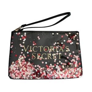 Victoria's Secret Black Sequin Wristlet Bag